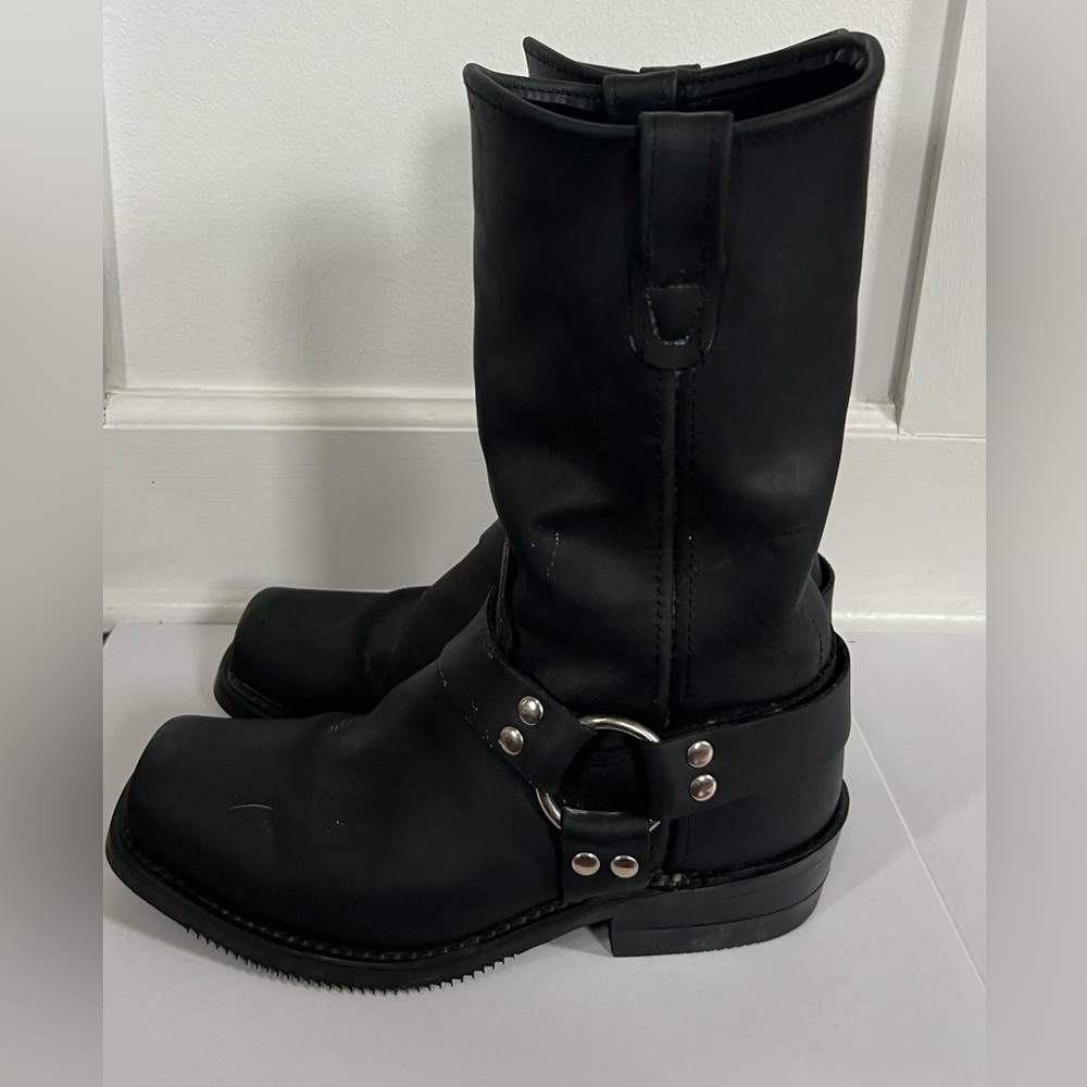 Double H Mens Barry Harness Boots Size 8.5 D Black Leather Square USA Work